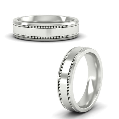 Mens Band Double Milgrain Fascinating Diamonds