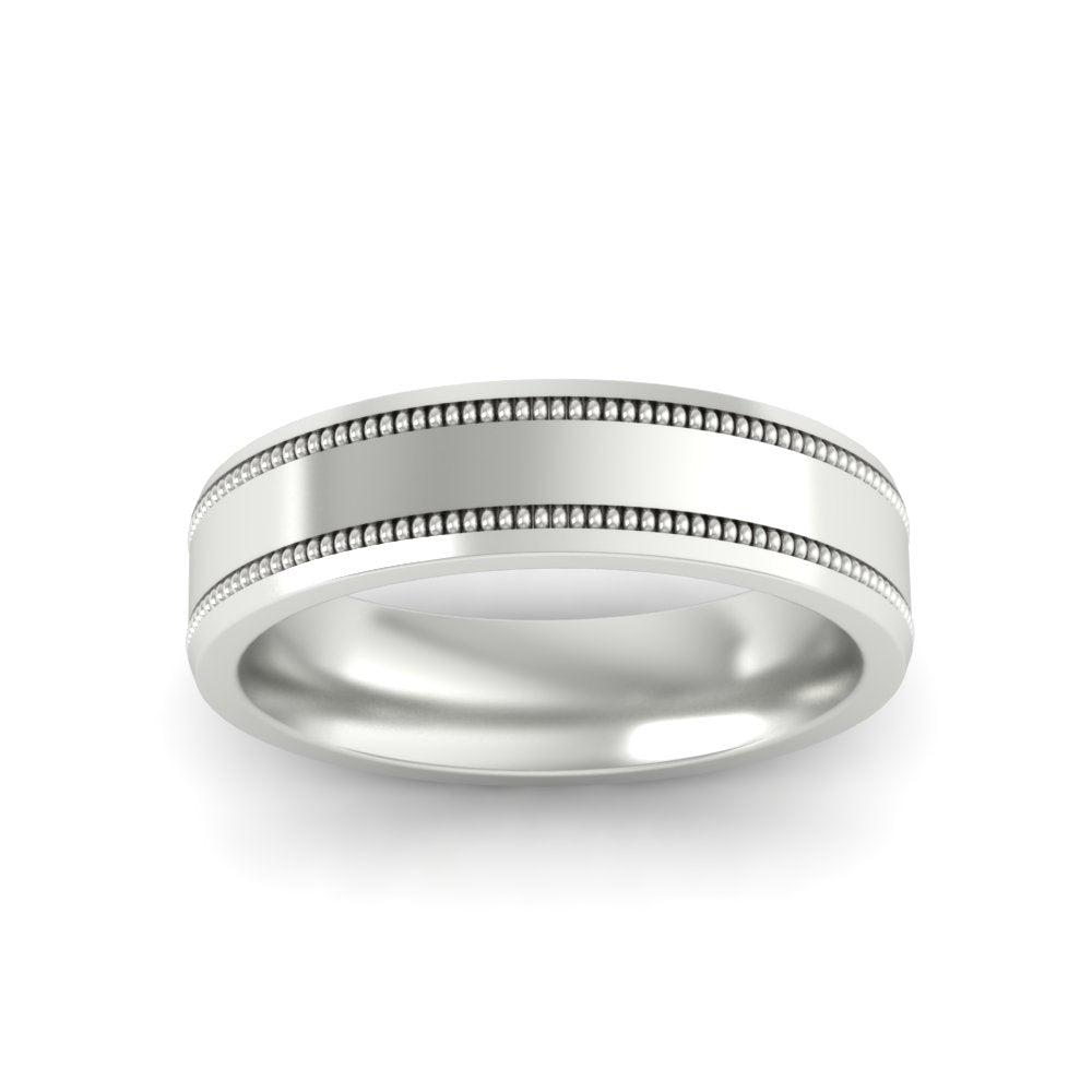 Mens Band Double Milgrain Fascinating Diamonds