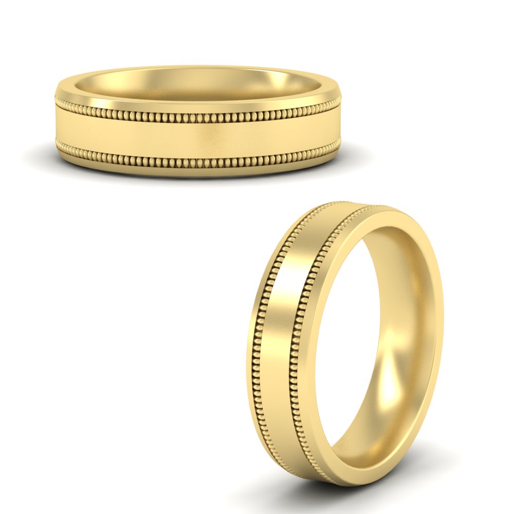 Mens Band Double Milgrain Fascinating Diamonds