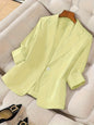 Women's Three-Quarter Sleeve Single-Button Casual Blazer FitiqueFit