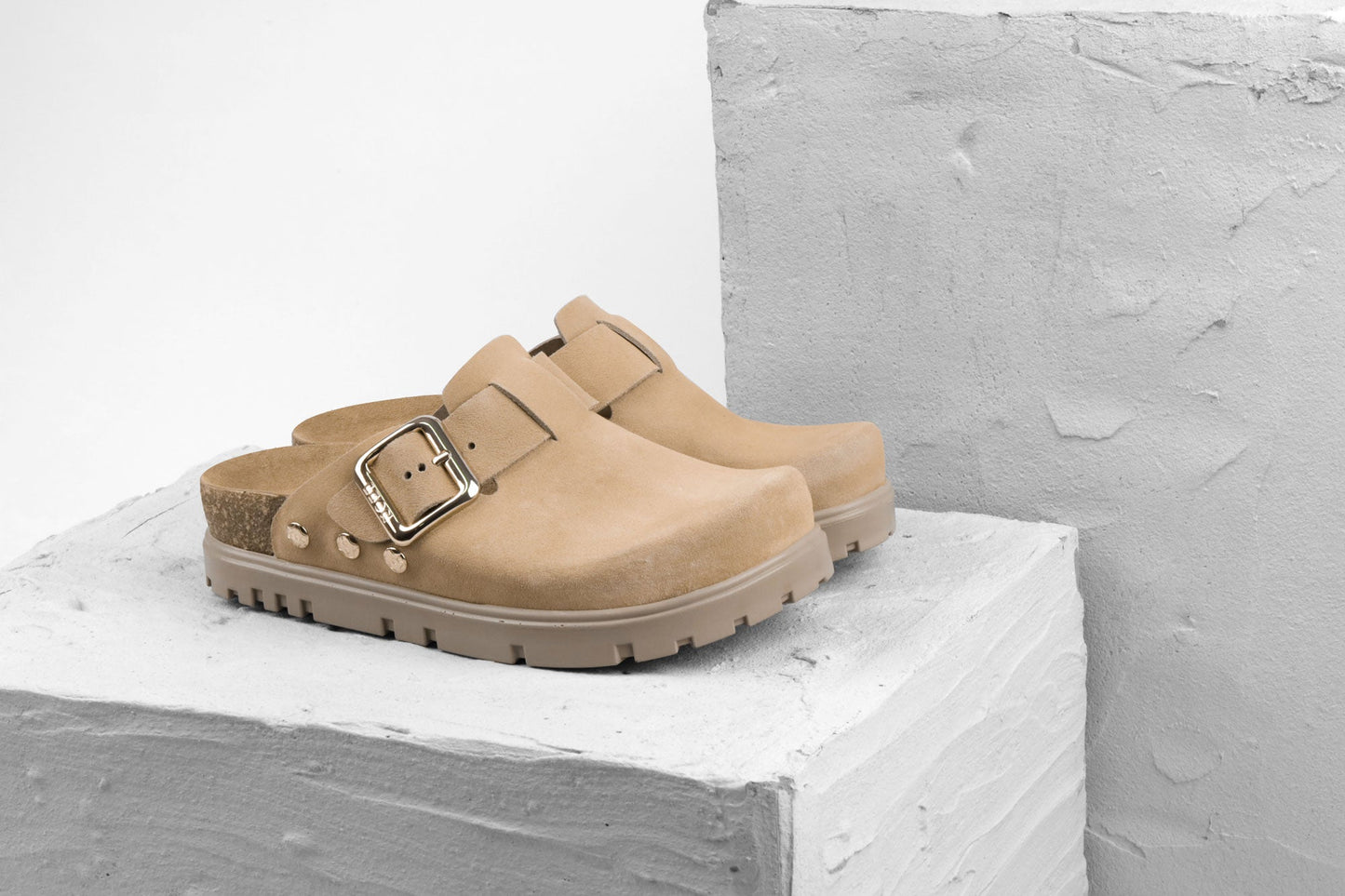 Andora II by LEON- Women’s Leather Platform Clog- Adjustable Buckle & Cork-Style Slide LEON Footwear USA
