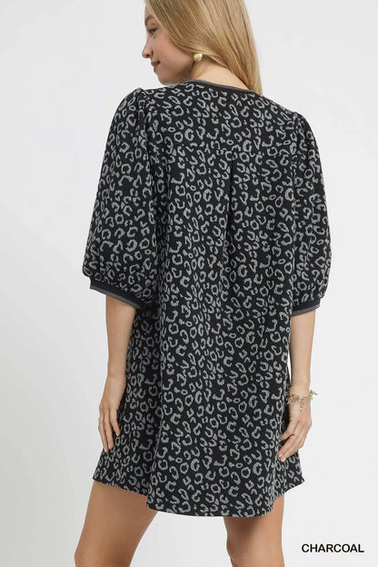 Umgee Leopard Print Jacquard Mini Dress West2East Surf