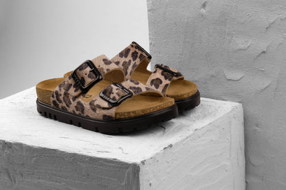 Terra by LEON- Women’s Leather Sandal– Adjustable Buckle Cork-style Footbed LEON Footwear USA