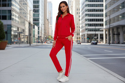 Women’s Fashionable Printed Sports Long-Sleeve Hoodie Set FitiqueFit