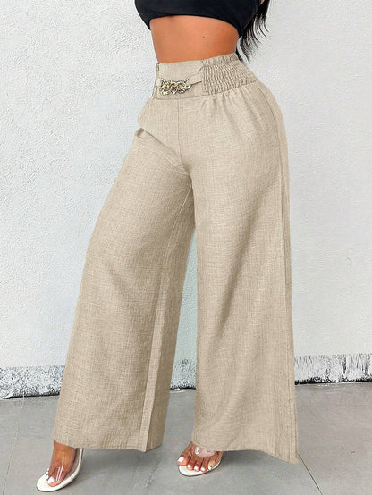 Women's High-Waist Drapey Wide-Leg Pants | Elastic Drawstring 5 Colors FitiqueFit
