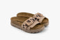 Tessa by LEON- Women’s Leather Sandal – Layered Strap Slide with Cork-style Footbed & Adjustable Buckle LEON Footwear USA