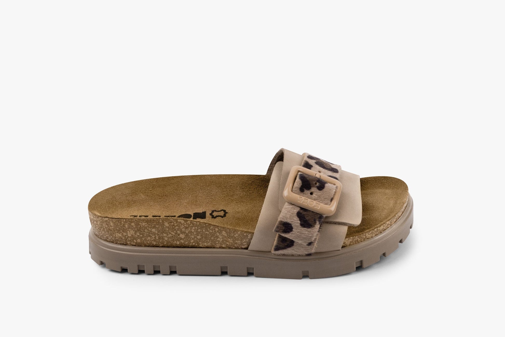 Tessa by LEON- Women’s Leather Sandal – Layered Strap Slide with Cork-style Footbed & Adjustable Buckle LEON Footwear USA