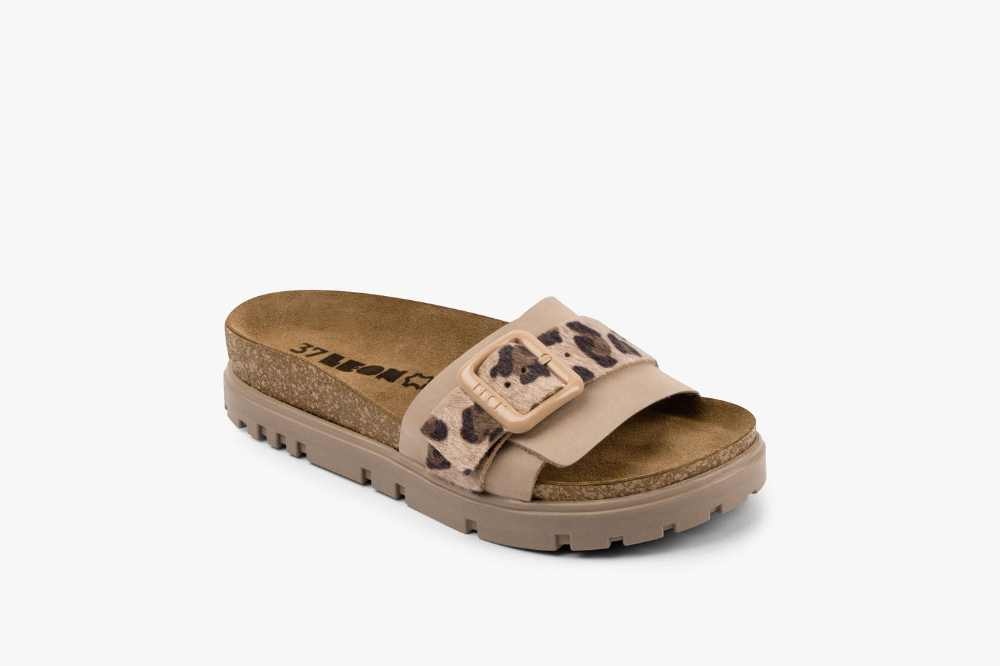 Tessa by LEON- Women’s Leather Sandal – Layered Strap Slide with Cork-style Footbed & Adjustable Buckle LEON Footwear USA