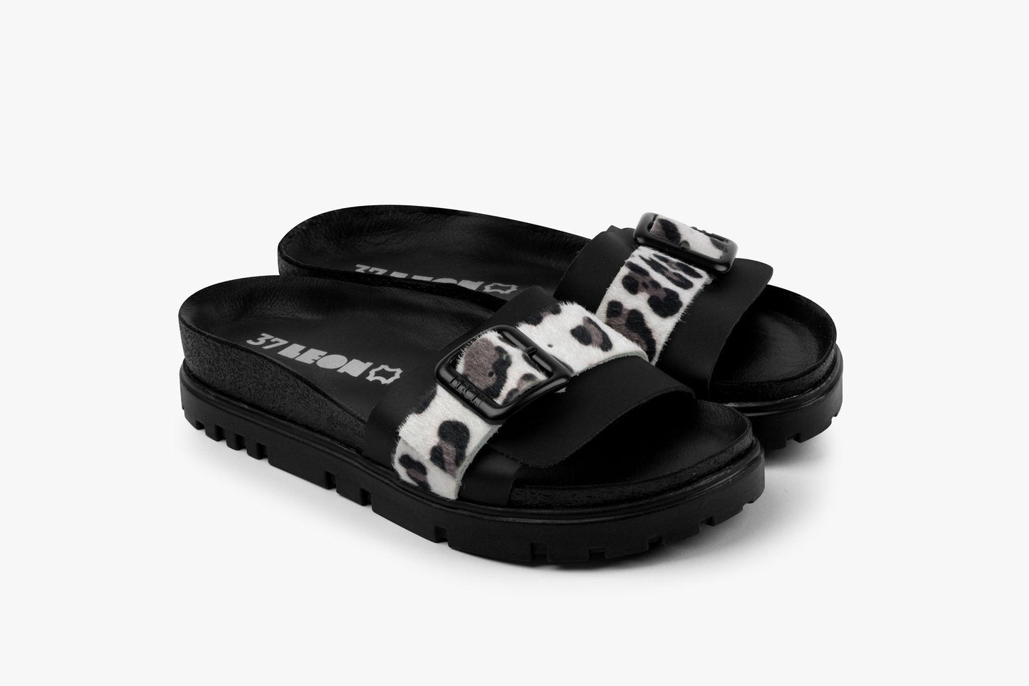 Tessa by LEON- Women’s Leather Sandal – Layered Strap Slide with Cork-style Footbed & Adjustable Buckle LEON Footwear USA