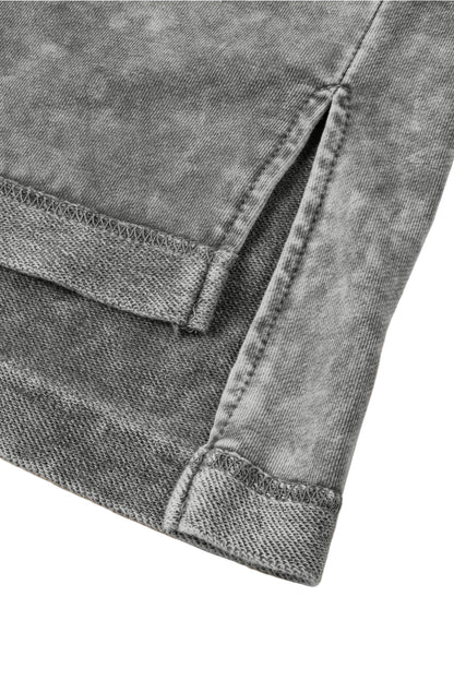 Light Grey Mineral Wash Drop Sleeve Patchwork Plus Size Tee Garden Naked Curves