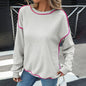Pullover Round Neck Contrast Color Loose Sweater Women Grayceful LLC