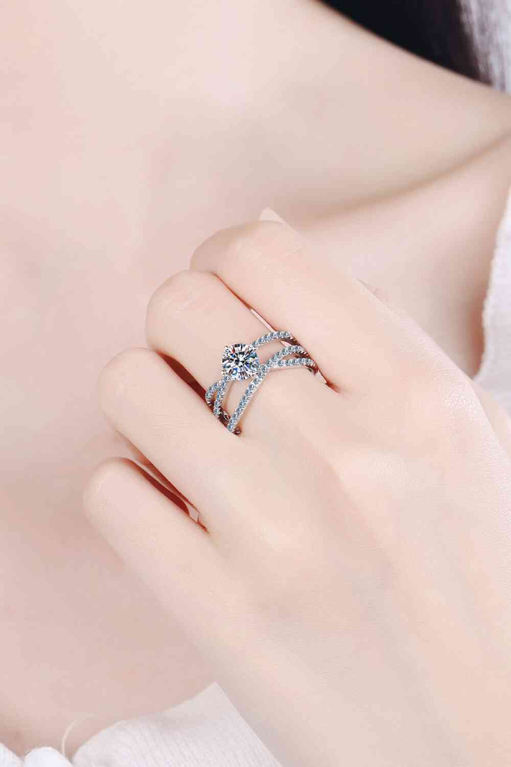 ElegantJewels 1 Carat Moissanite Crisscross Ring – Modern Sterling Silver Design See size chart under “more details” The Fashion Celestial