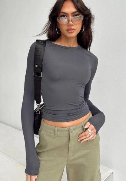 Slim Fit Long Sleeve Shirt | Women's Casual Crop Tops FitiqueFit