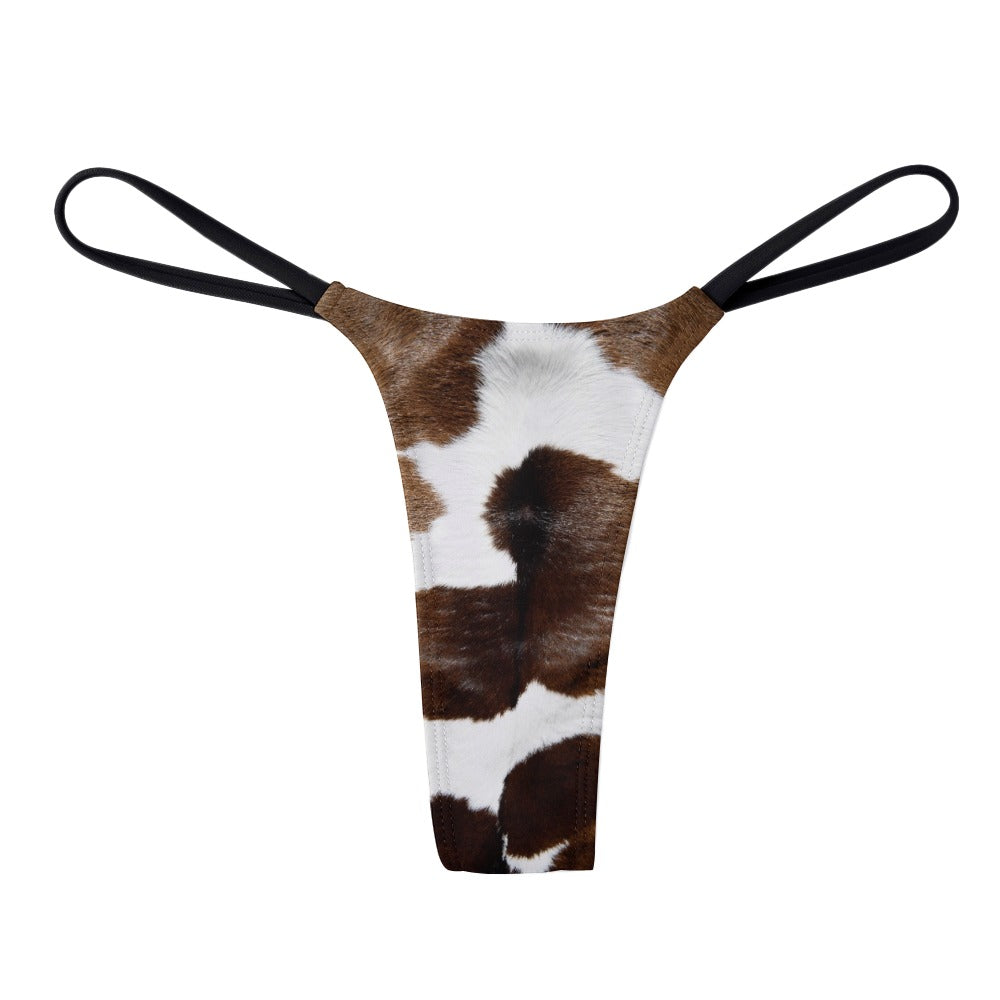 Cow Print Yoga Thong Luckless Outfitters