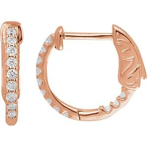 14K Rose 1/4 CTW Natural Diamond Inside-Outside 14.5 mm Hinged Hoop Earrings Ethereal Legacy Boutiques