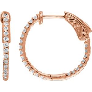 14K Rose 1/2 CTW Lab-Grown Diamond Inside-Outside 19 mm Hinged Hoop Earrings Ethereal Legacy Boutiques