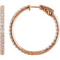 14K Rose 3 CTW Natural Diamond Inside-Outside 34.5 mm Hinged Hoop Earrings Ethereal Legacy Boutiques