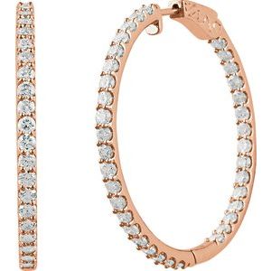 14K Rose 6 1/2 CTW Lab-Grown Diamond Inside-Outside 51 mm Hinged Hoop Earrings Ethereal Legacy Boutiques