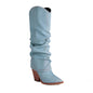 Denim Cowboy Slouch Boots | Stylish Knee-High Cowboy Boots for Cowgirls Country in My Heart