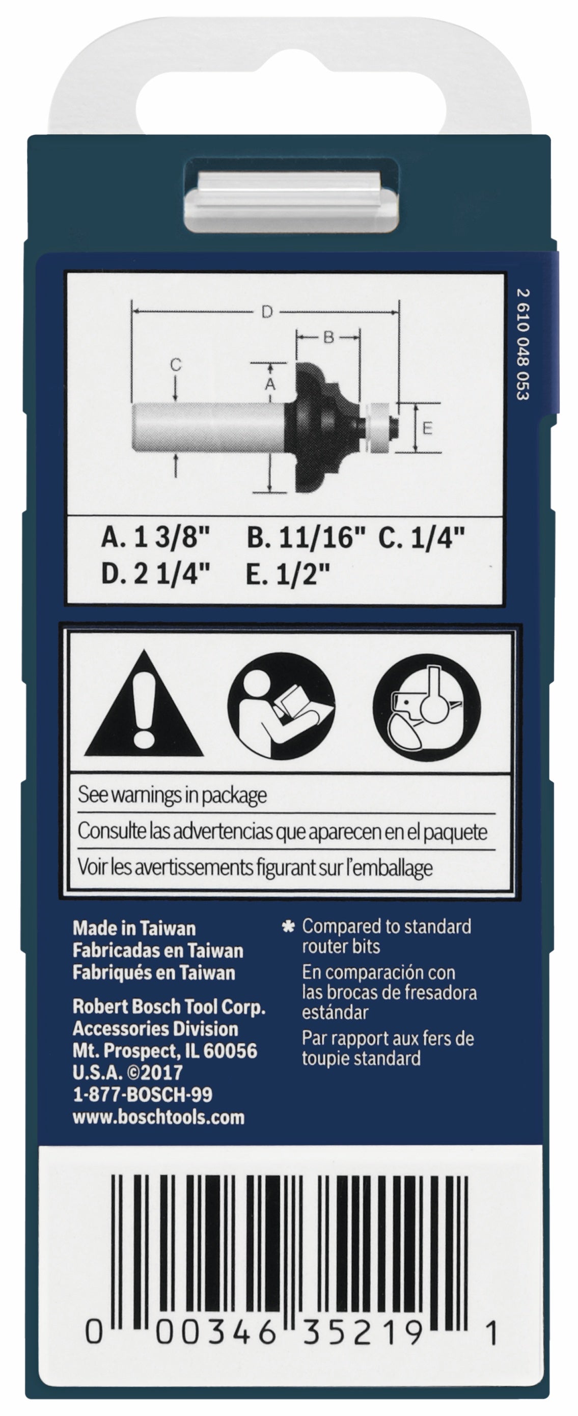 BOSCH 85604MC 1-3/8 In. x 11/16 In. Carbide-Tipped Cove and Bead Router Bit VM Hardware