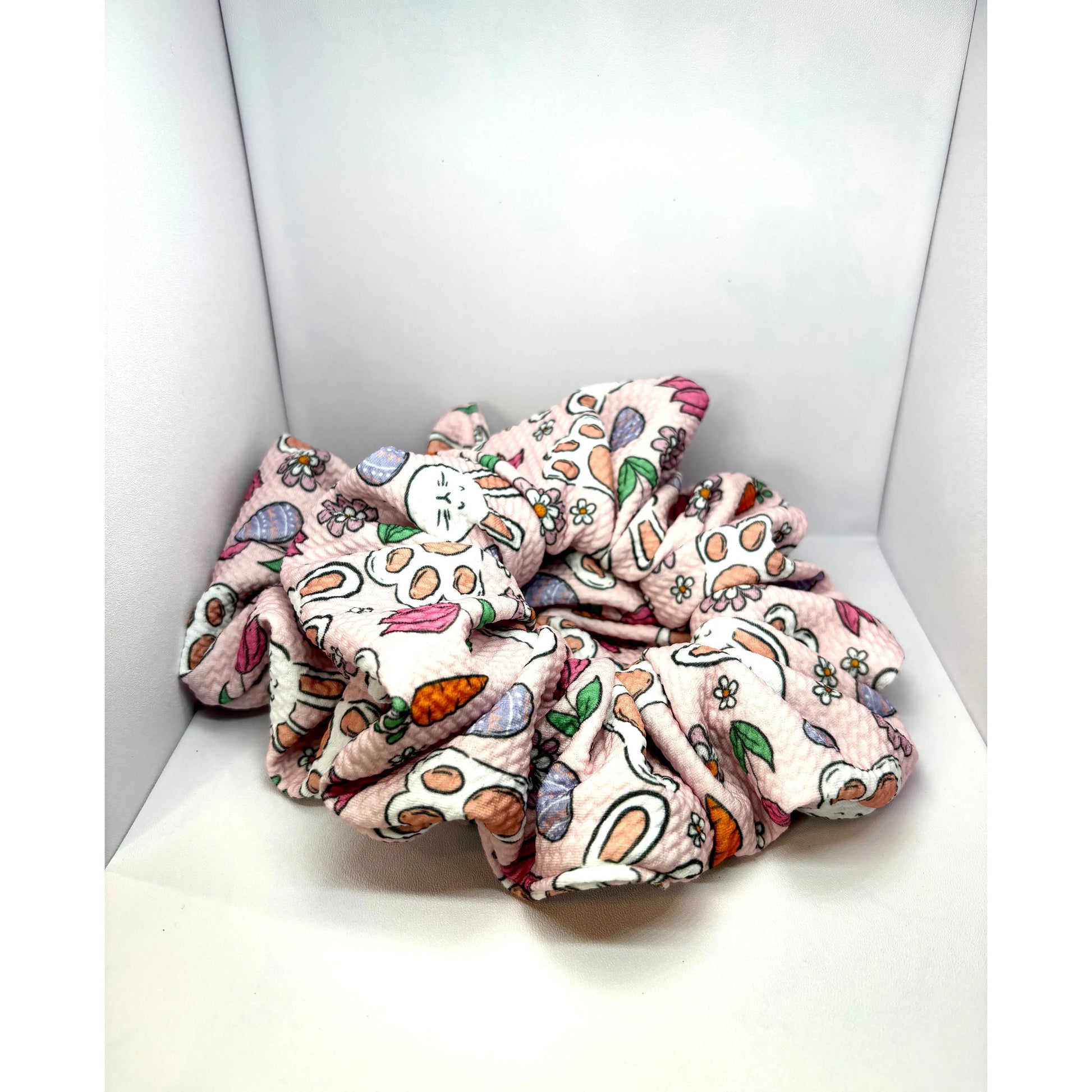 Pink Floral Bunny Easter Bullet Scrunchie Enchanted Scrunch