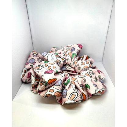 Pink Floral Bunny Easter Bullet Scrunchie Enchanted Scrunch