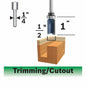BOSCH 85680MC 1/2 In. x 1 In. Carbide-Tipped Double-Flute Top-Bearing Straight Trim Router Bit VM Hardware