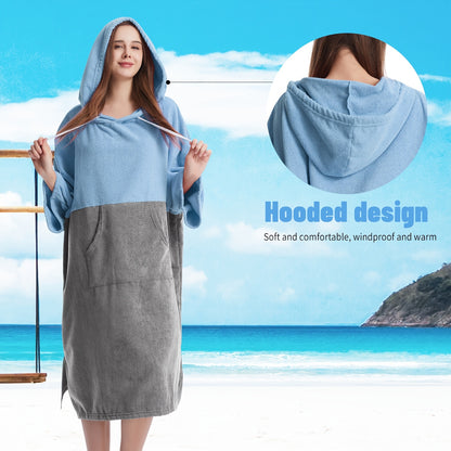 Mutao Quick-Dry Hooded Changing Robe - Cozy Terry Towel Poncho with Front Pocket, Windproof & Perfect for Beach, Surfing, Diving, Swimming - One Size Fits All, Machine Washable - For Men & Women - Suitable for Water Sports & NovaCart