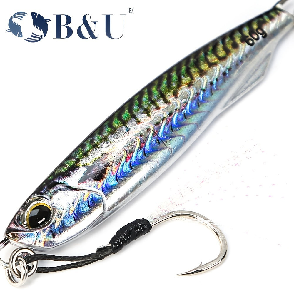 B&U Metal Cast Jig - 3D Printed Spoon Casting Jigging for Saltwater Fishing - 30G/40G/60G Artificial Bait Tackle with Enhanced Durability and Realistic Design NovaCart