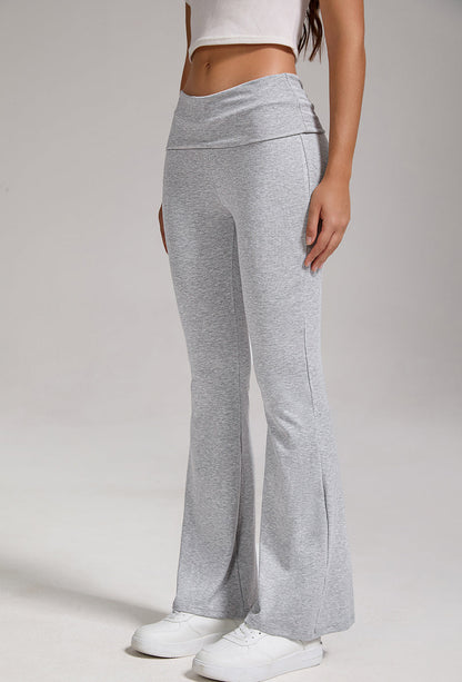 🔥 Women's Low-Waisted Folded Waist Flared Pants - Low-Rise Wide-Leg Trousers FitiqueFit
