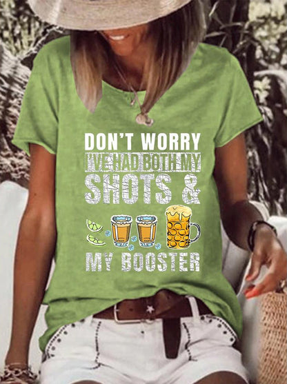 Women's V-Neck Printed Short Sleeve Loose Top – 14 Colors S–4XL FitiqueFit