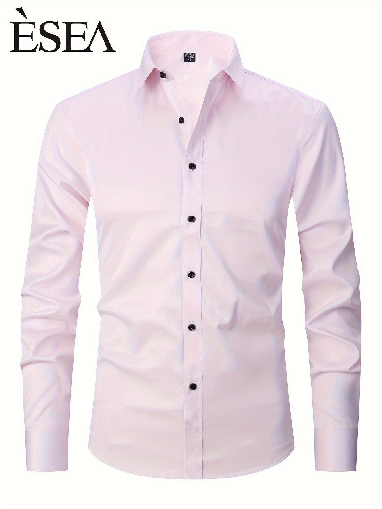 Men'S Stretch Slim-Fit Formal Shirt Without Pockets, Light Business Turn- Collar Long-Sleeved Shirt, Men'S Business Shirt, Wrinkle-Resistant And Durable Solid Color Formal Long-Sleeved Shirt with Buttons And Pockets, Suitable NovaCart