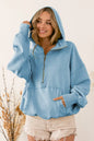 BiBi Stitch Detailed Elastic Hem Half Zip Fleece Hoodie See size chart under “more details” The Fashion Celestial