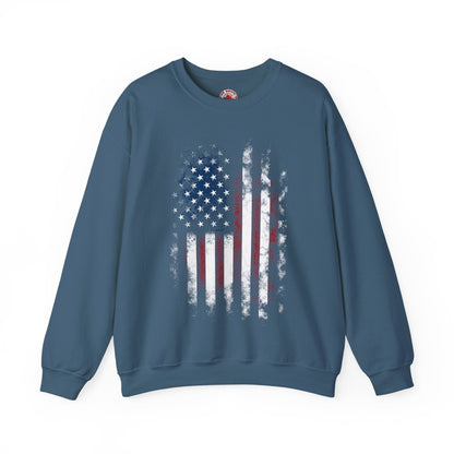Distressed American Flag Crewneck Sweatshirt The Devil's Pickle