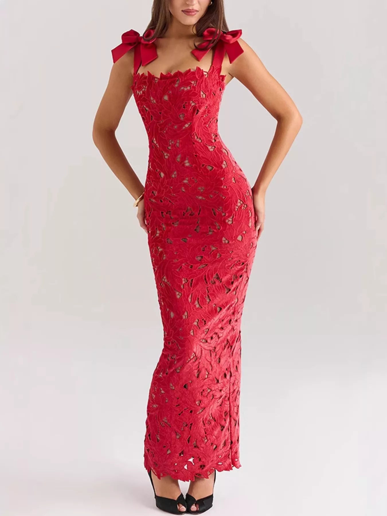 Slit Tie Shoulder Maxi Dress New Era Fashion LLc