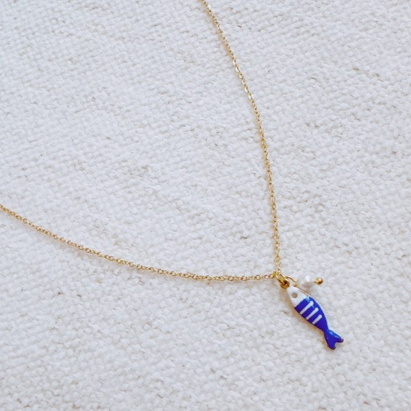 Striped Fish & Pearl Necklace – Nautical, Cute Sty Shop Style & More | Fresh Looks, Everyday Deals & Free Shipping