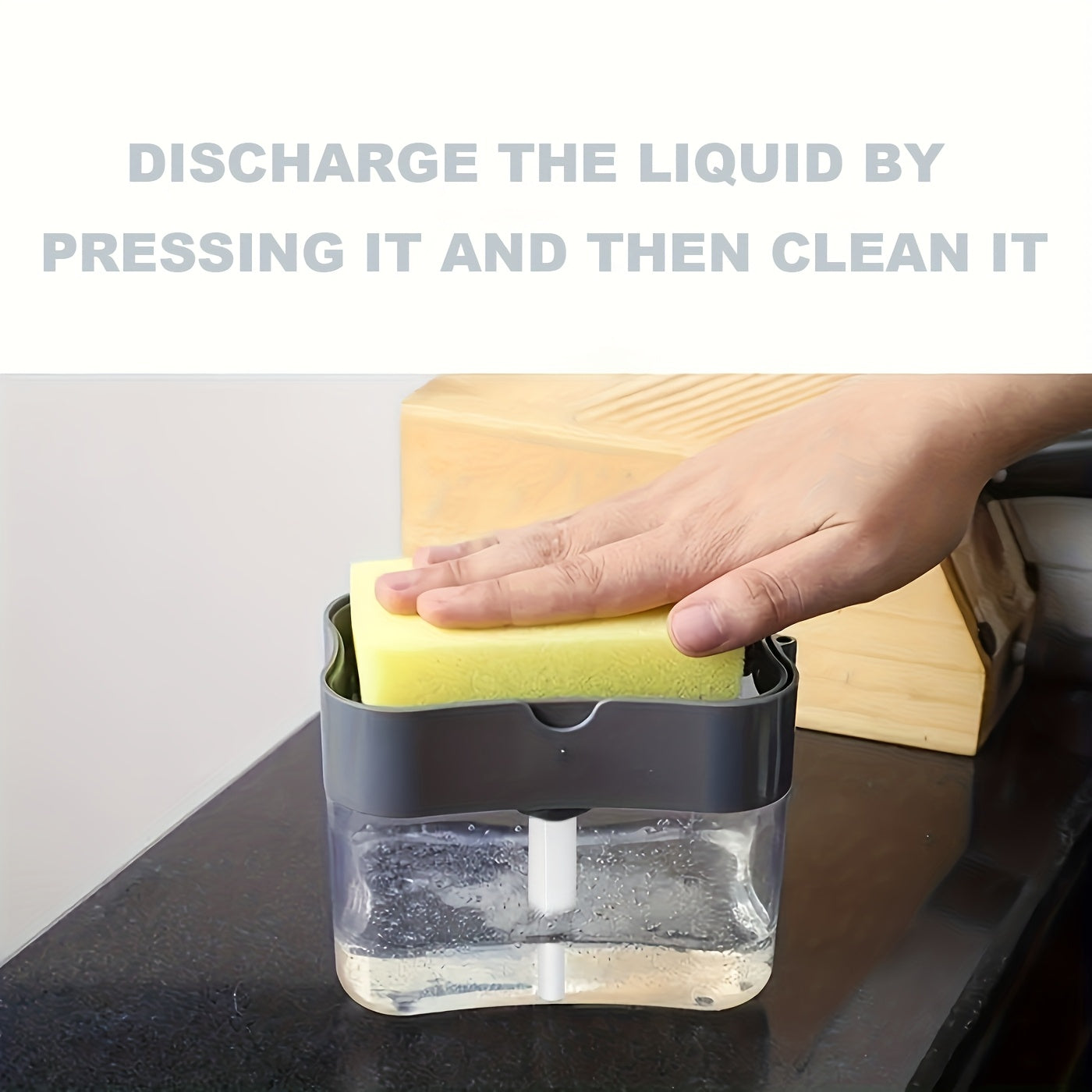 Modern Space-Themed • 1pc ABS Plastic Dish Soap Dispenser • Sponge Holder • Lightweight Square Kitchen Sink Accessory • Hand Wash Only • Solid Color Design NovaCart