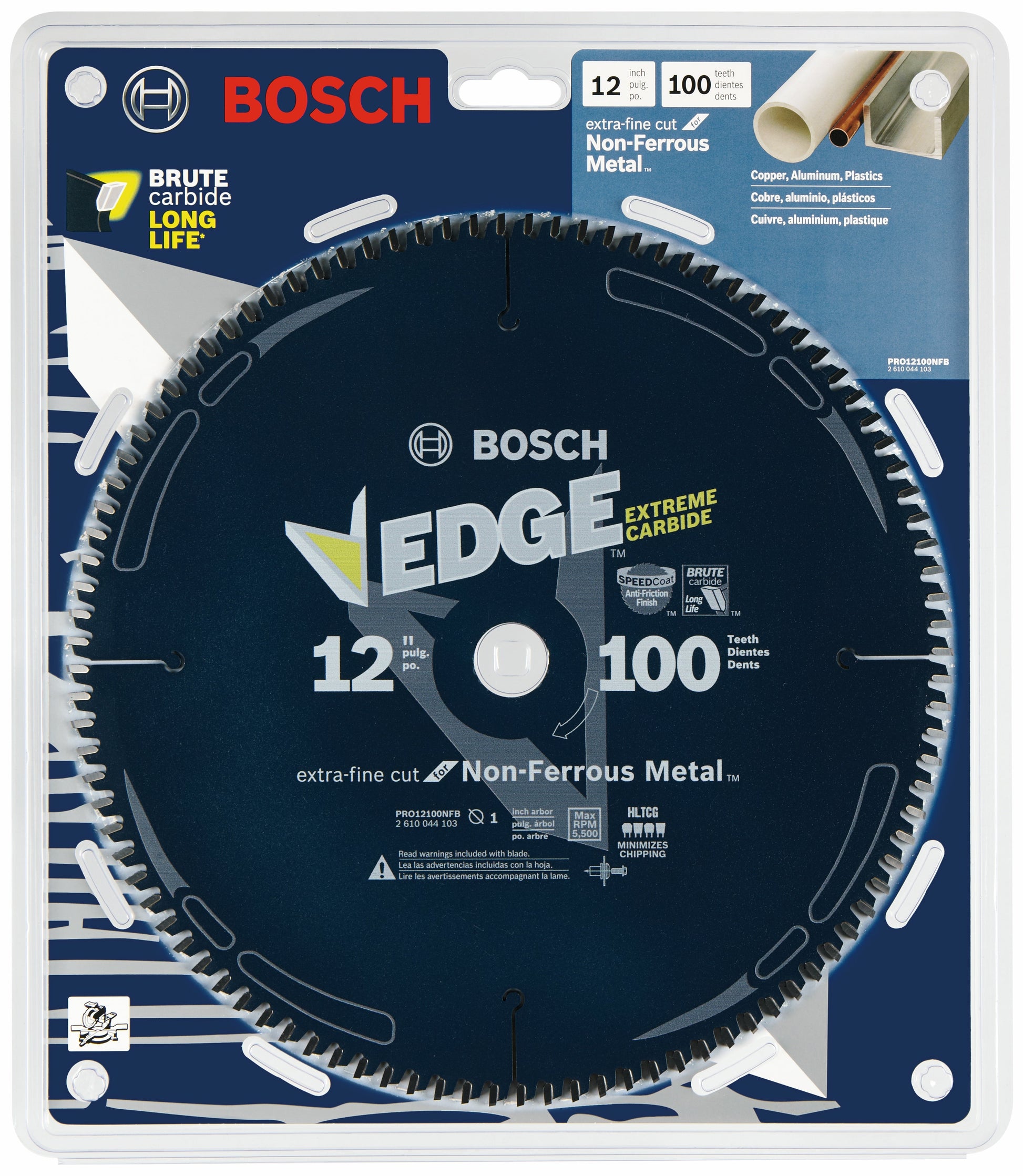 BOSCH PRO12100NFB 12 In. 100 Tooth Edge Non-Ferrous Metal-Cutting Circular Saw Blade VM Hardware