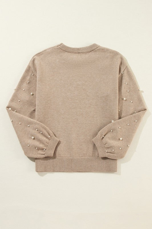 Pearled Drop Shoulder Round Neck Sweater Shop Style & More | Fresh Looks, Everyday Deals & Free Shipping