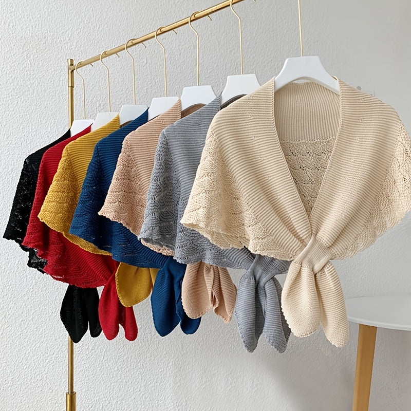 Women'S Stylish Openwork Yarn Shawl - Lightweight, Breathable Polyester, Perfect for Layering or Standalone Outfits, Machine Washable, Weekend Casual Wrap | Versatile Shawl | Stylish Knitwear, Shawls for Winter NovaCart