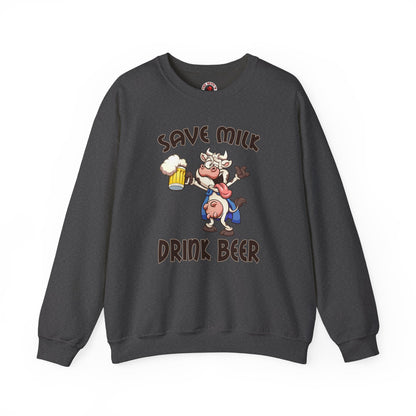 Save Milk Drink Beer Crewneck Sweatshirt The Devil's Pickle