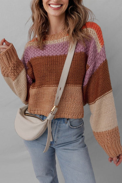 Colorblock Drop Shoulder Cropped Sweater Shop Style & More | Fresh Looks, Everyday Deals & Free Shipping
