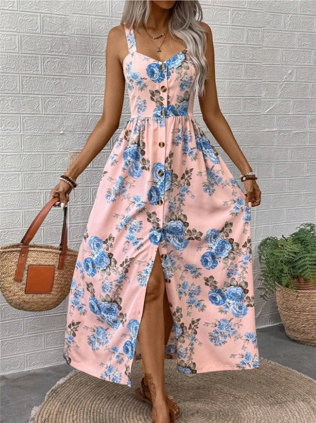 Women's Floral Dress Women's Summer Outerwear A- Line Skirt Dress Grayceful LLC
