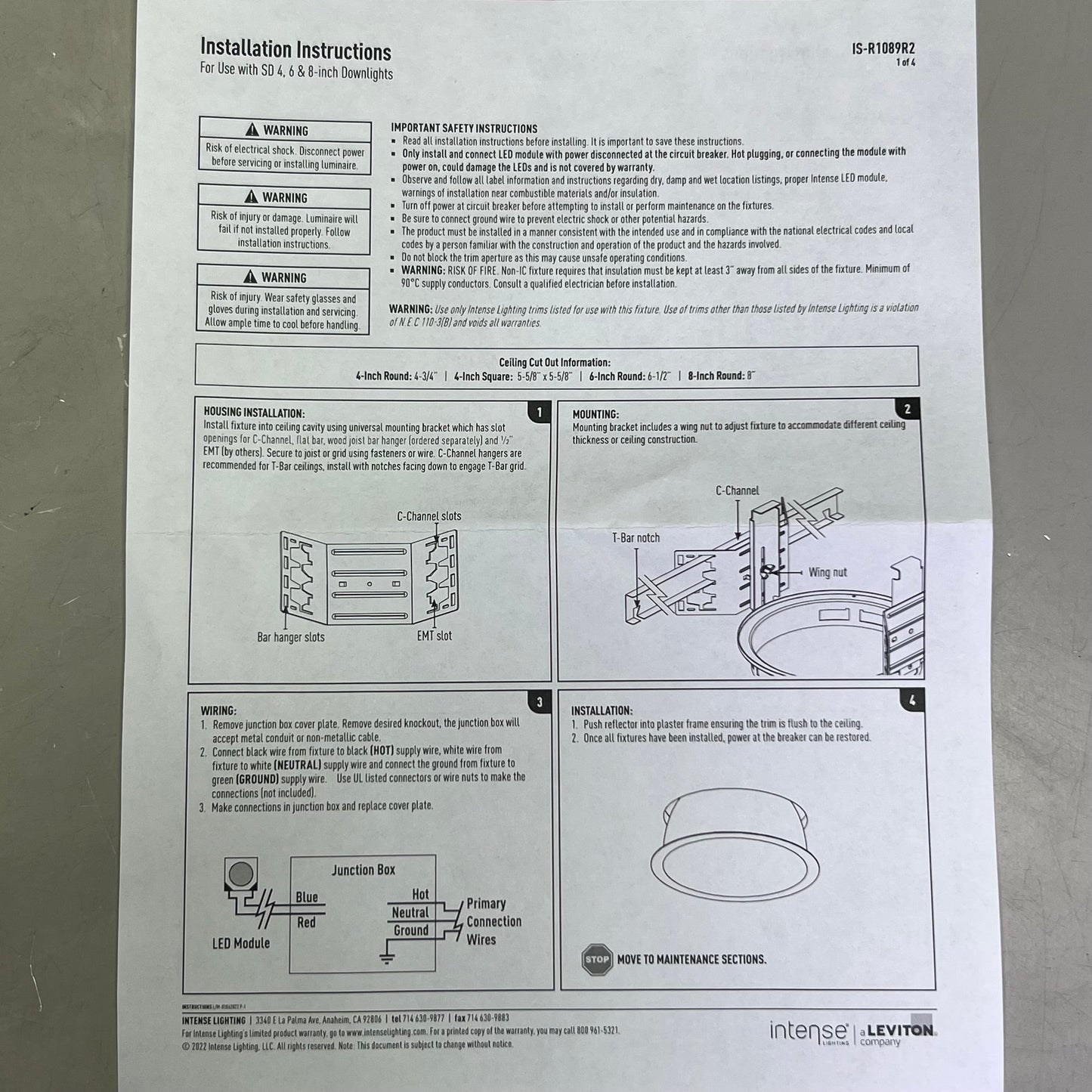 LEVITON Intense Gravity Downlight Lighting, Grey SD4DRL2359-D10127-WF PayWut