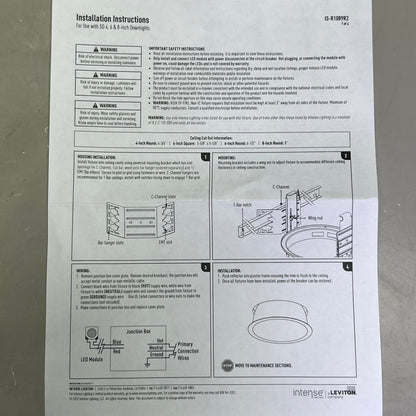 LEVITON Intense Gravity Downlight Lighting, Grey SD4DRL2359-D10127-WF PayWut
