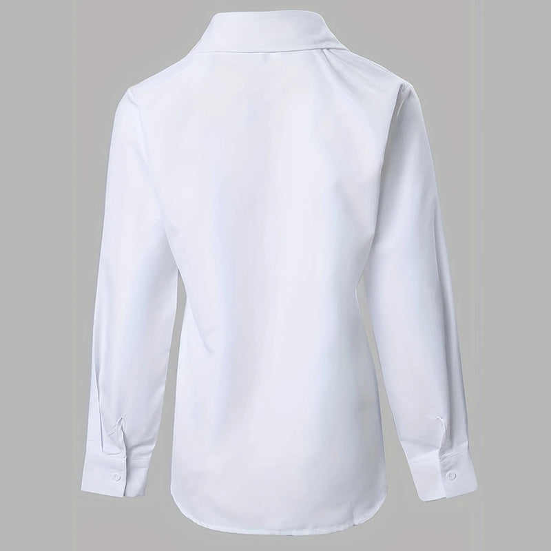 Women’s Contrast Lace Long-Sleeve Button‑Down Blouse FitiqueFit