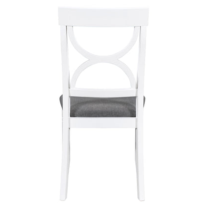 TOPMAX 6-Piece Wood Dining Table Set Kitchen Table Set with Upholstered Bench and 4 Dining Chairs, Farmhouse Style Gray+White