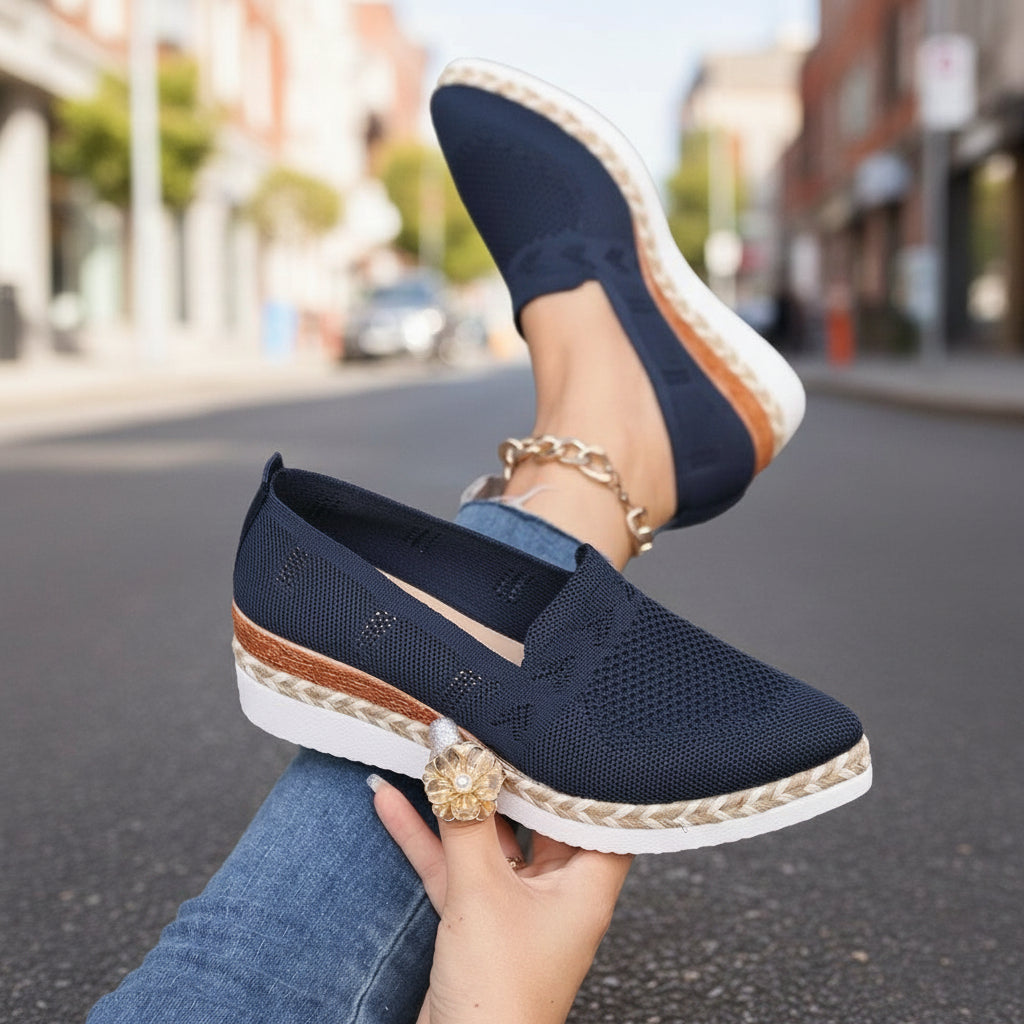 Women’s Woven Rope Platform Snakeskin Pointed-Toe Flats | Trendy Flats FitiqueFit