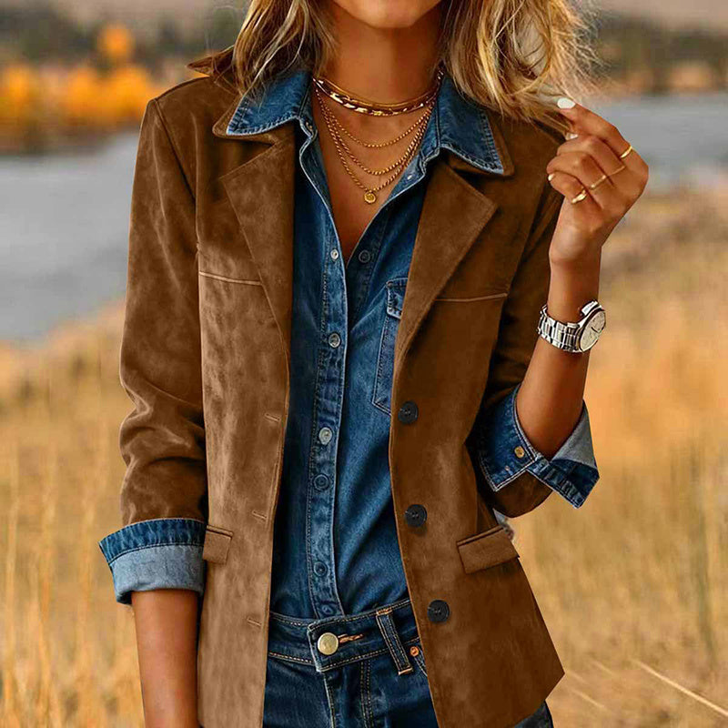Plus Size Women's Solid Color Blazer Jacket FitiqueFit