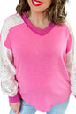 Bonbon Lace Patchwork Corded Trim Plus Size Long Sleeve Top Garden Naked Curves